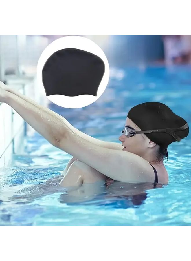 1pc Oversized Silicone Swimming Cap Waterproof Hat For Long Hair Ear Protection - Image 1